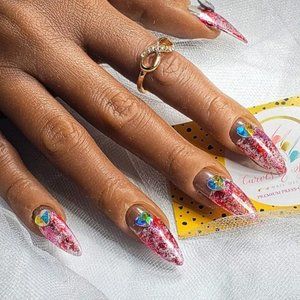 " All My Heart Set " Press on Nails- Size Large